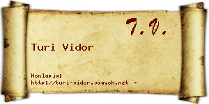 Turi Vidor névjegykártya
